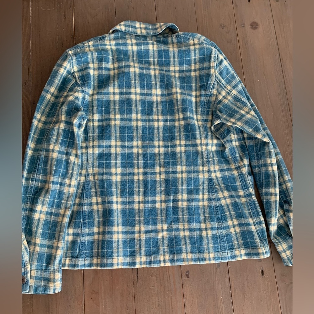 RRL Double RL Plaid Indigo Cotton-Linen Shirt Jacket - Picture 4 of 6